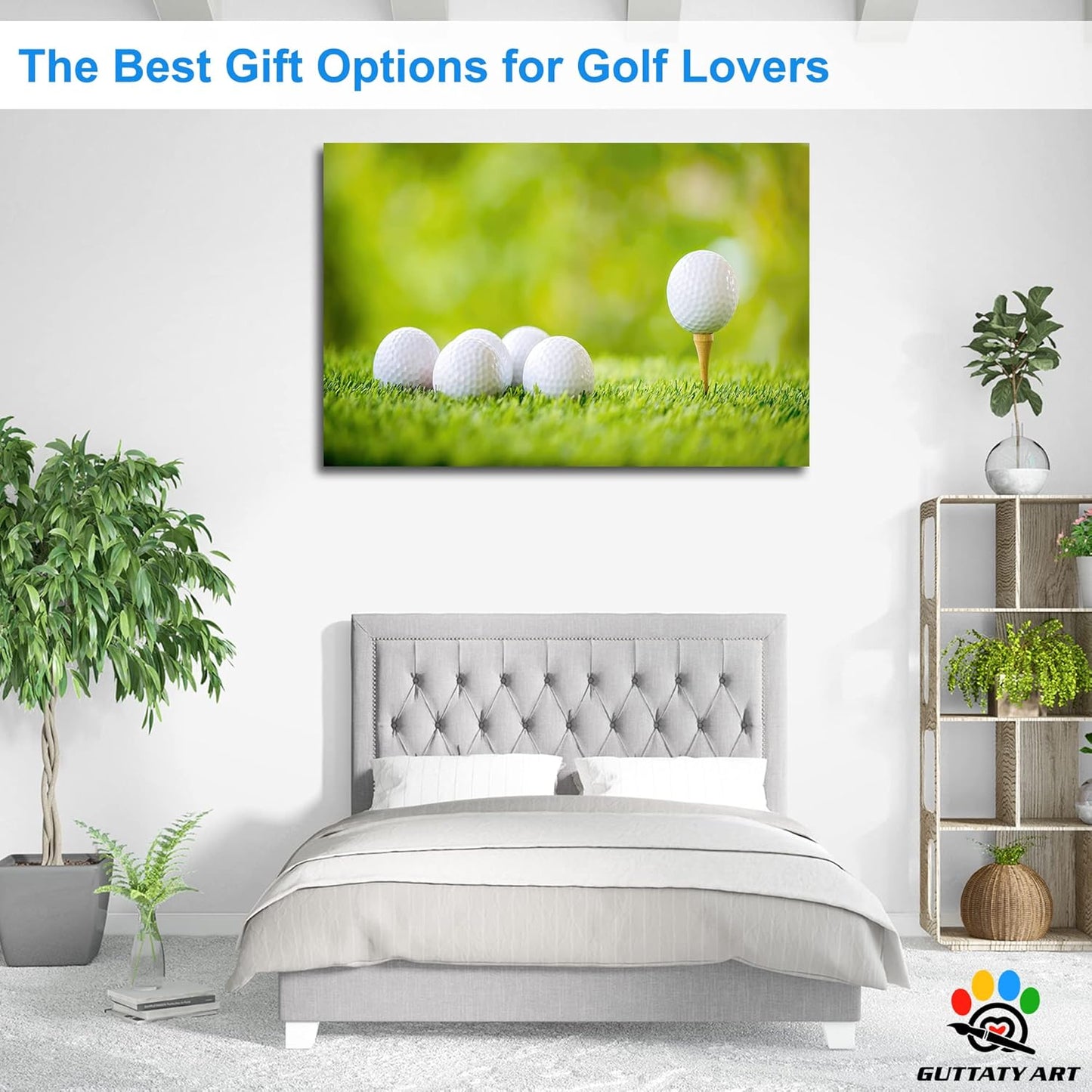 GUTTATY Golf Wall Art, Golf Pictures Posters Canvas Print Wall Decor for Golfer's Man Cave Home Ofice Ready to Hang (32x48 Inches)