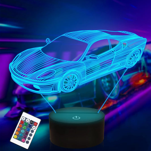 Attivolife Car 3D Gifts Lamp, Rally Vehicles Illusion Optical Night Light 16 Colors Changing with Remote Control, Kids Bedroom Decor Birthday Gift Present for Sports Racing Lover Children Boy Men