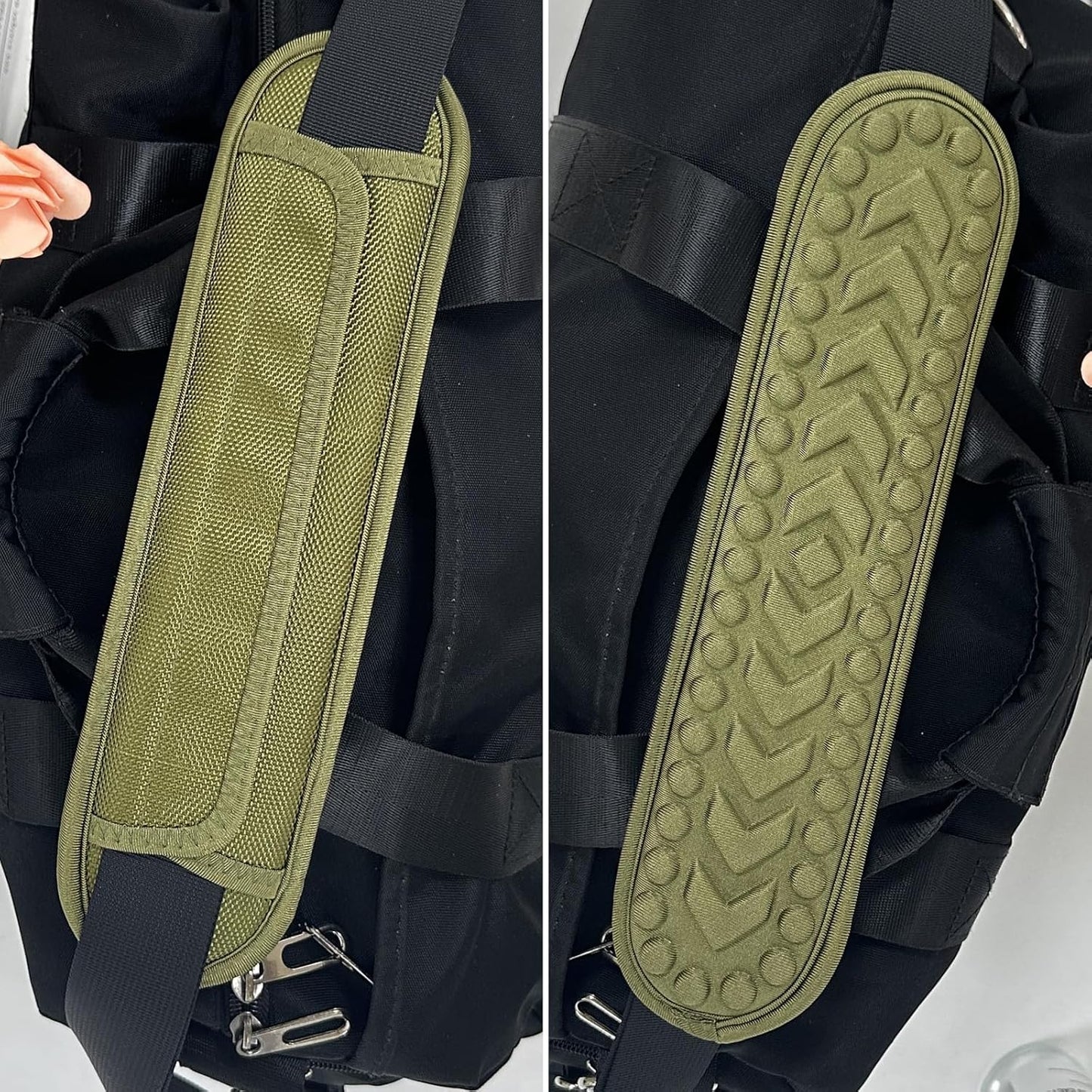 2 Pack Breathable Universal Shoulder Pad, 3D Cushion Air Backpack Strap Pads, for Shoulder Bags, Detachable Shoulder Strap Pad Pads Help Relieve Shoulder Pain(3D Air Cushion-Army Green)