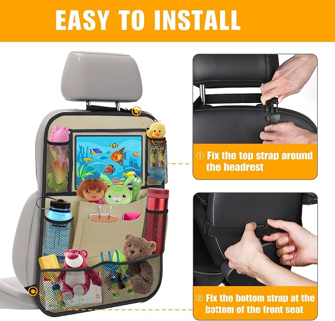 Car Backseat Organizer with 11" Table Holder, 10 Storage Pockets Seat Back - Image 6