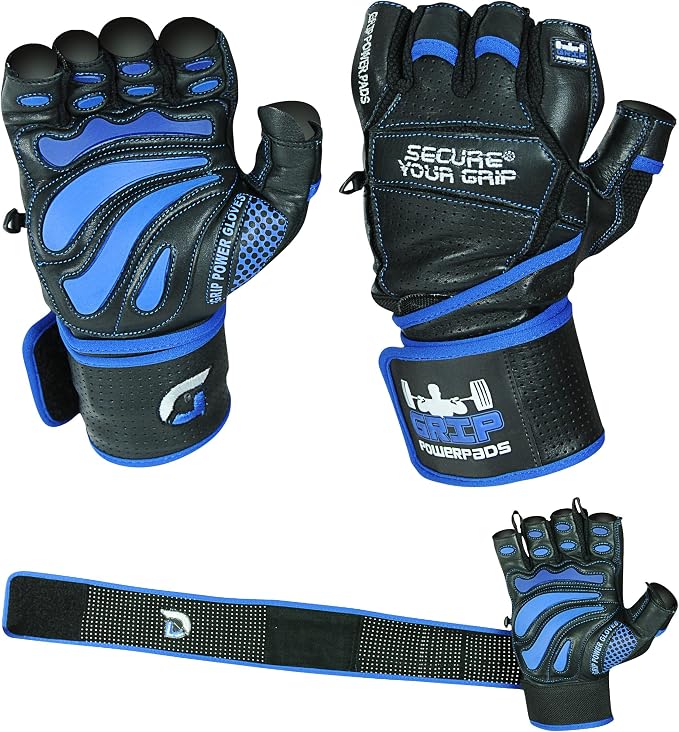 Elite Leather Gym Gloves with Built in 2" Wide Wrist Wraps Grip & Design - Image 2