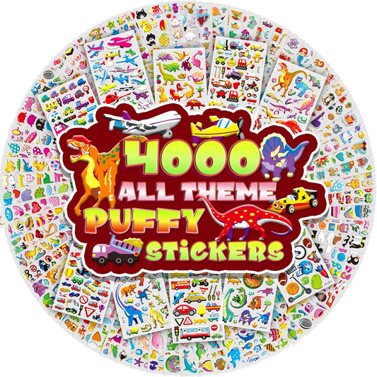 3D Puffy Stickers for Kids, 80 Sheets, 4000+ Foam Stickers for Toddler Girls & Boys, Classroom & Teachers Must Haves,Teacher Sticker Reward Pack for Classroom, Kids Crafts, Scrapbooking, Party Gifts