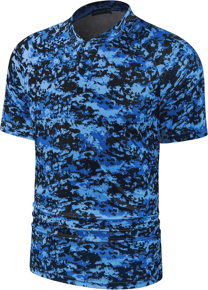 TAPULCO Mens Collarless Golf Shirts Short Sleeve Dry Fit Stretch Casual - Image 2