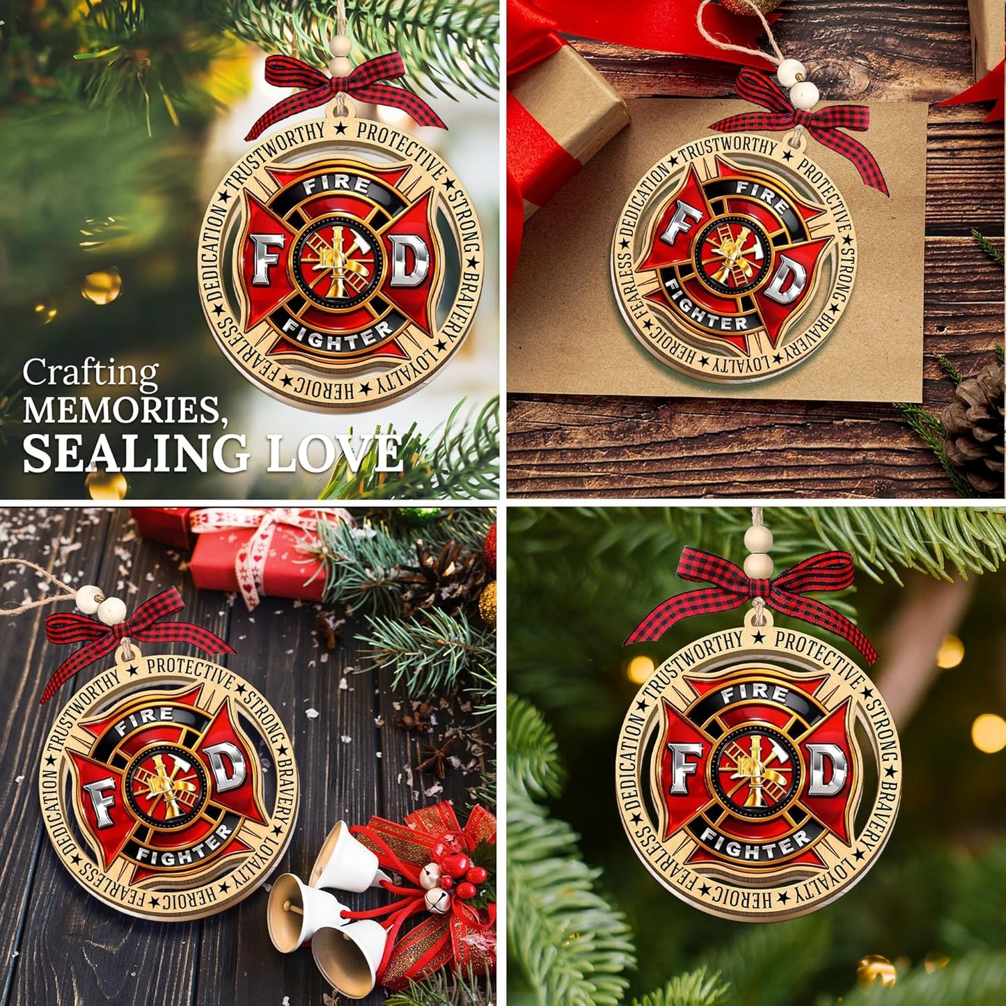 HEXMOZ Firefighter Christmas Ornaments - Firefighter Ornaments for Fireman, Fire Department Gift Ideas - Xmas Gifts for Firefighters Male, Female, Holiday Ornaments Decorations 2025