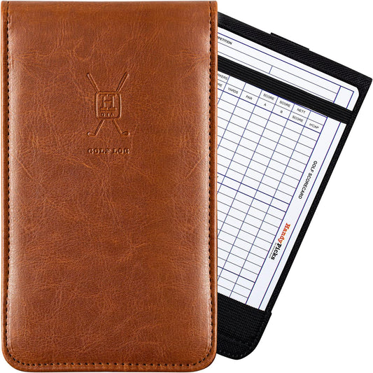 Handy Picks Leather Golf Scorecard Holder | Yardage Book Cover | Scorecard n Pencil Included