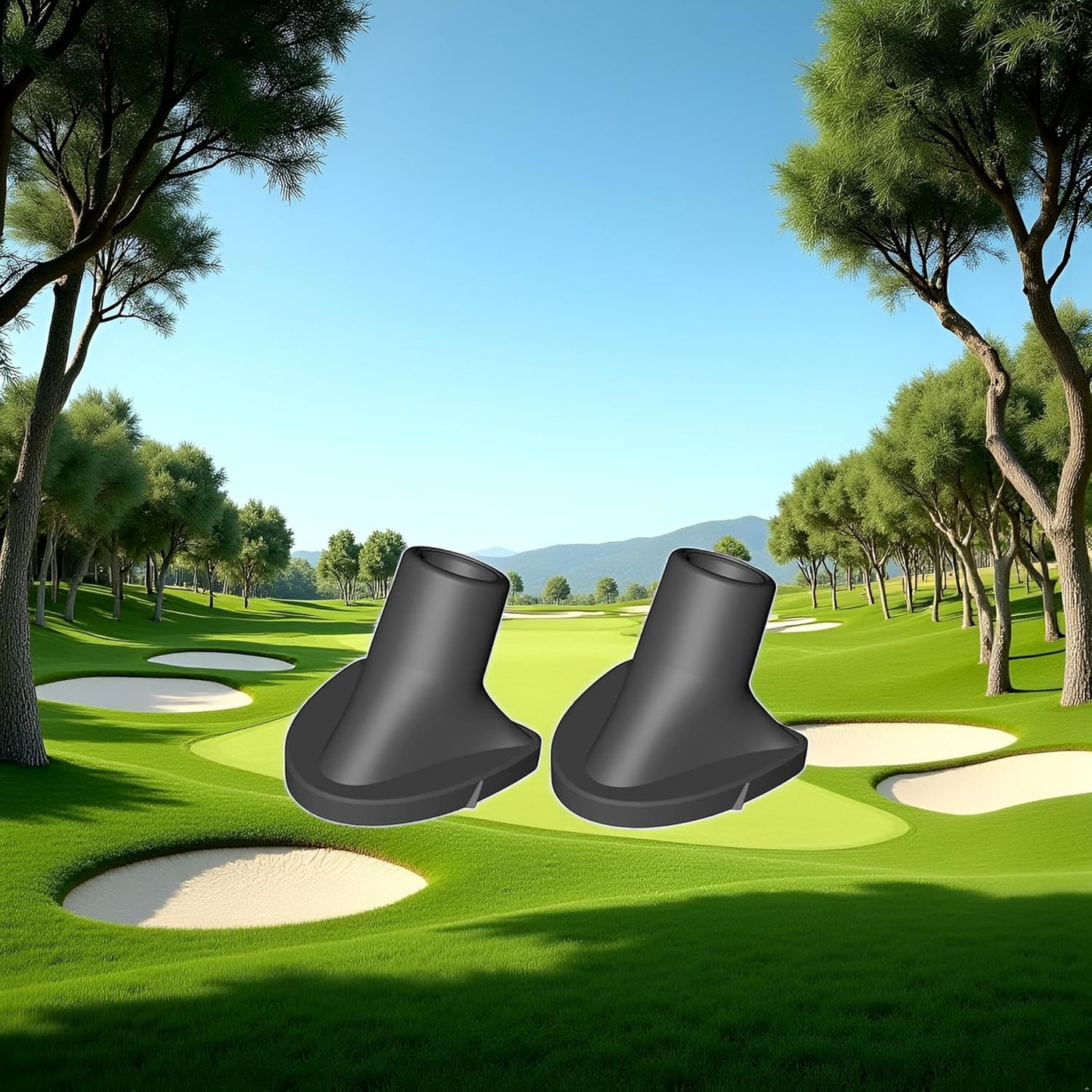 2 Pcs Black Golf Bag Stand Feet Replacement, Wear-Resistent Golf Bag Rubber Feet Replacement, Necessary Golf Club Bag Accessories Strong Grip, Easy to Install, Golf Club Bag Accessories