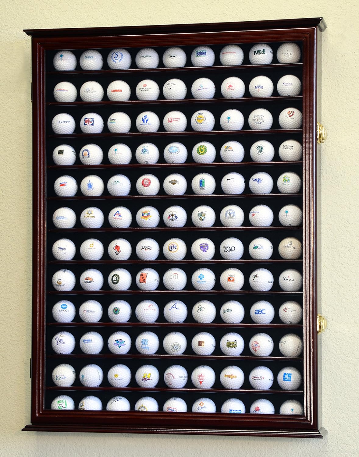 108 Golf Ball Display Case Cabinet Wall Rack Holder w/98% UV Protection Lockable