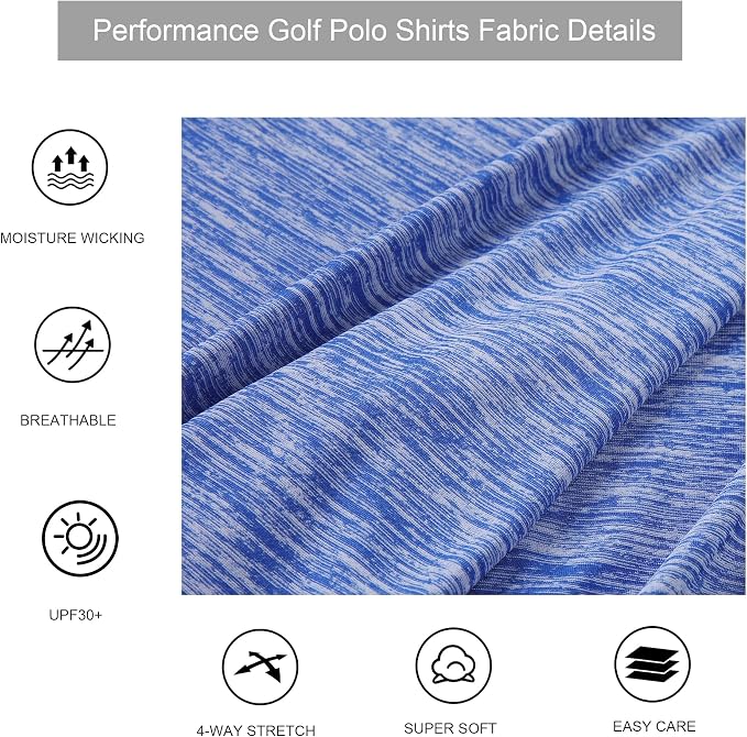 Alex Vando Mens Golf Shirt Moisture Wicking Quick-Dry Short Sleeve Casual Polo - Image 5