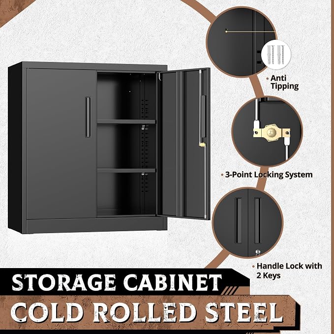 Incbruce 36” Metal Storage Cabinet, Locking Steel Storage Cabinet - Image 6