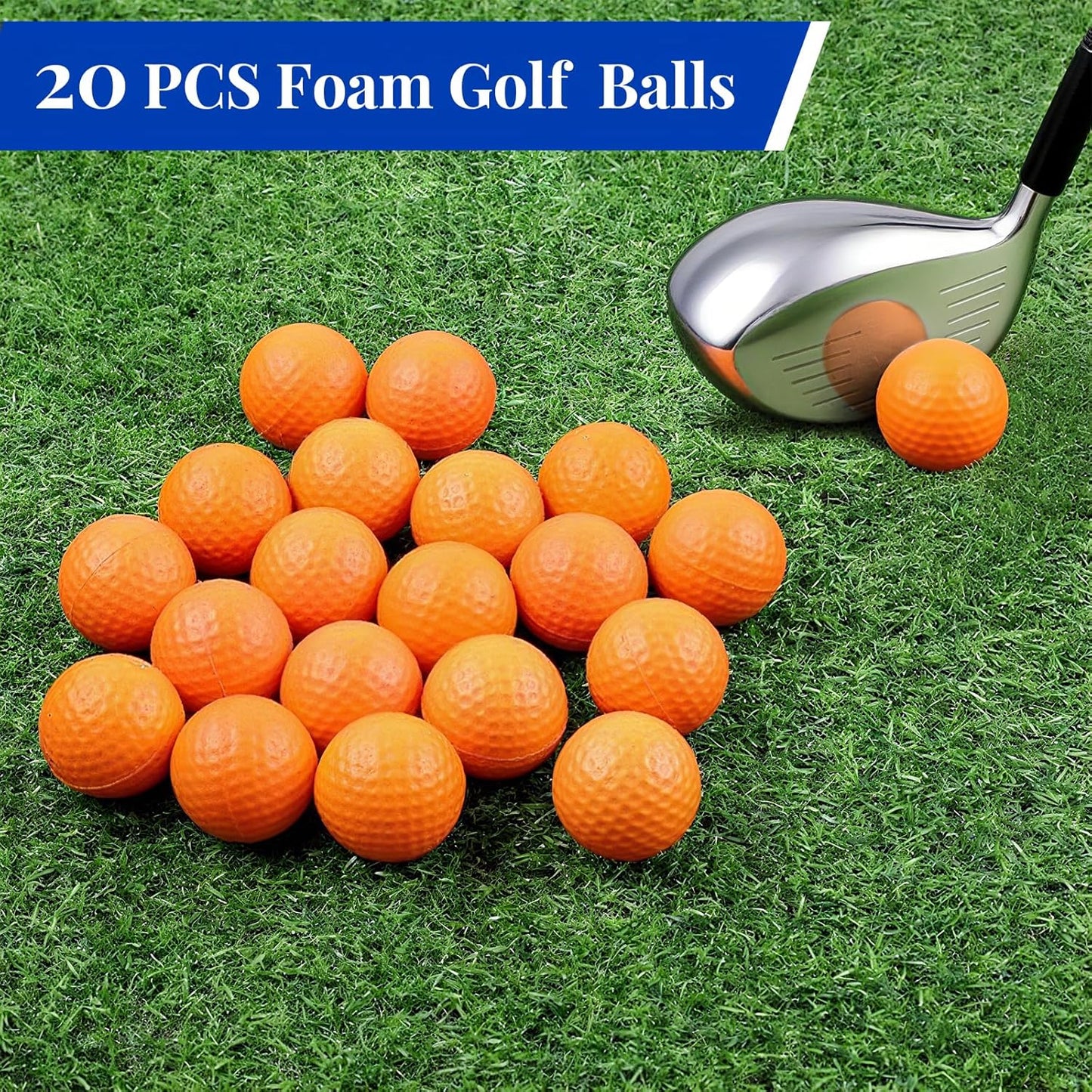 20 Pack Practice Golf Balls,41mm Foam Golf Balls,Limited Flight Design with Realistic Feel Durability,Perfect for Indoor or Outdoor Golf Training,Backyard Drills