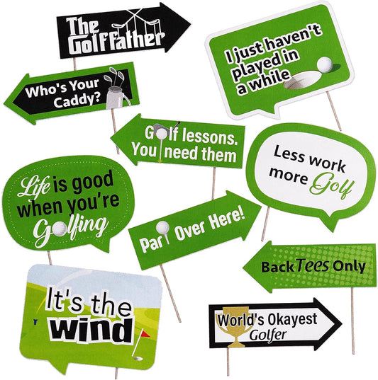 Golf Party Photo Booth Props Set – Fun Golf-Themed Decorations for Tournaments, Birthdays, and Retirement Parties (10)