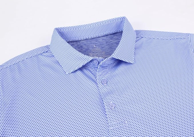 Alex Vando Mens Golf Shirt Moisture Wicking Classic Print Golf Shirts - Image 3
