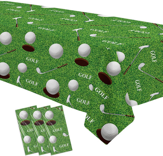 Golf Party Decorations Tablecloth, 3Pcs Disposable Golf Birthday Party Tablecover Supplies, Golf Table Decorations for Golf Lover Baby Shower 1st 2nd Birthday, 55in x 86in