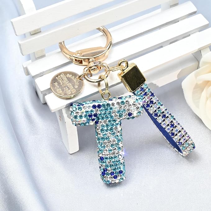 Pink Blue White Initial Letter Keychain Gift - Image 4