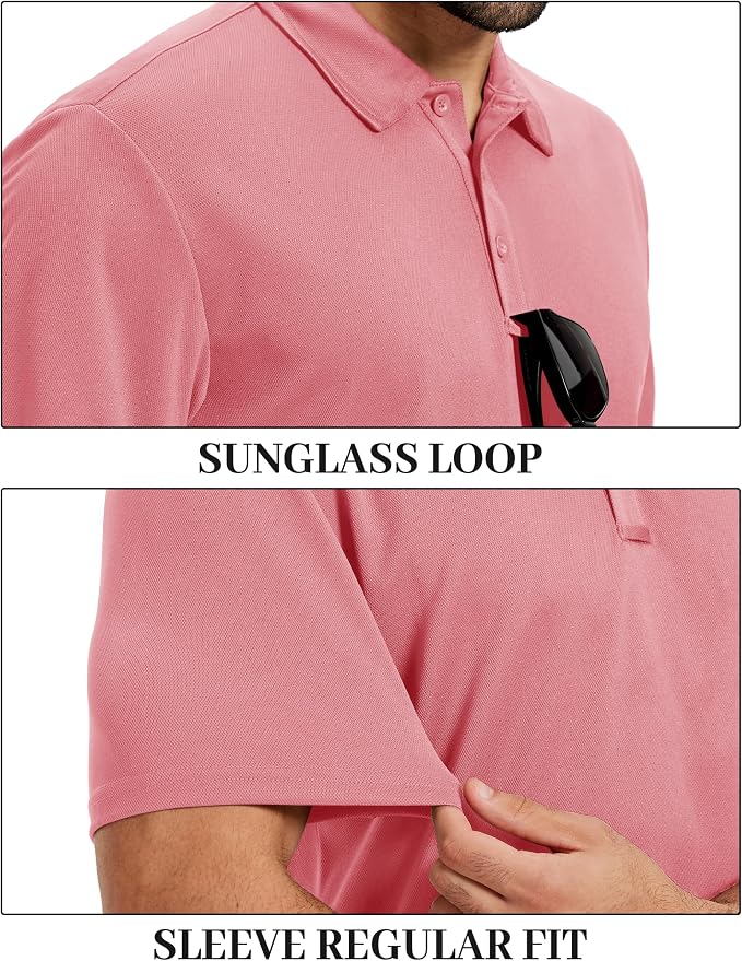 TACVASEN Mens Polo Shirts Short Sleeve Dry Fit Performance Breathable Golf Shirt - Image 4