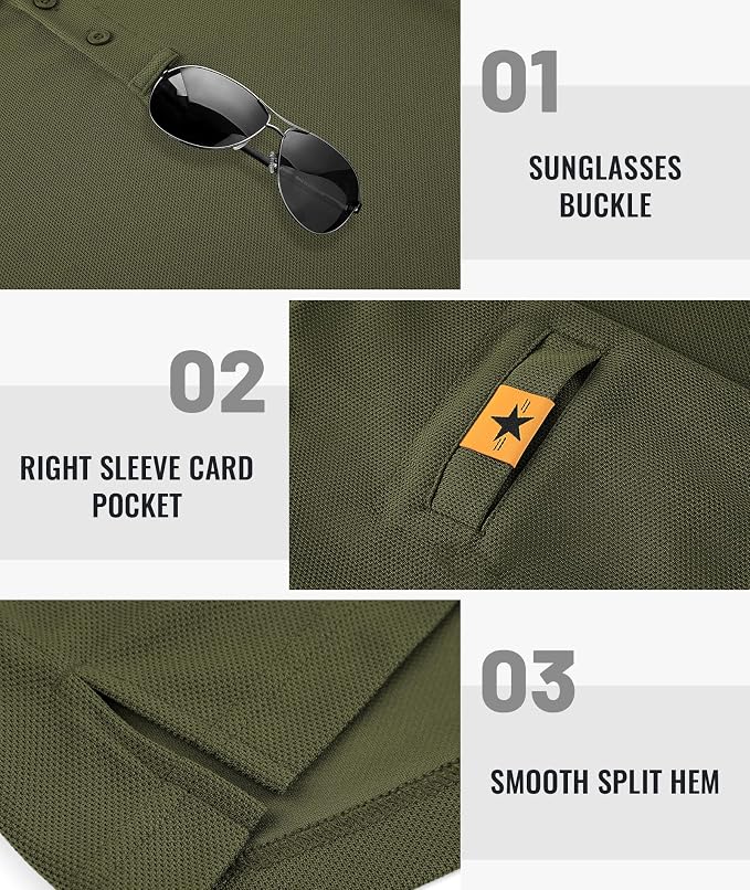 Men's Long Sleeve Polo Shirts 3 Button Down - Image 3