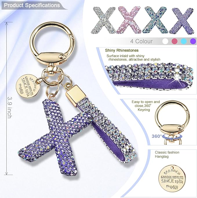 Pink Blue White Initial Letter Keychain Gift - Image 2