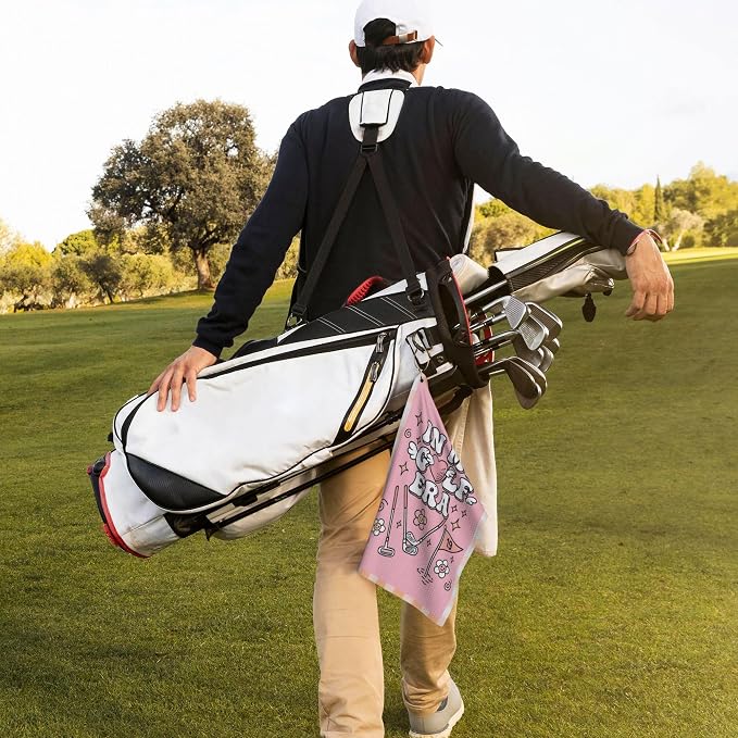 Pink Golf Towel with Carabiner Clip 24"x16" Funny Girls Golf Towels - Image 7