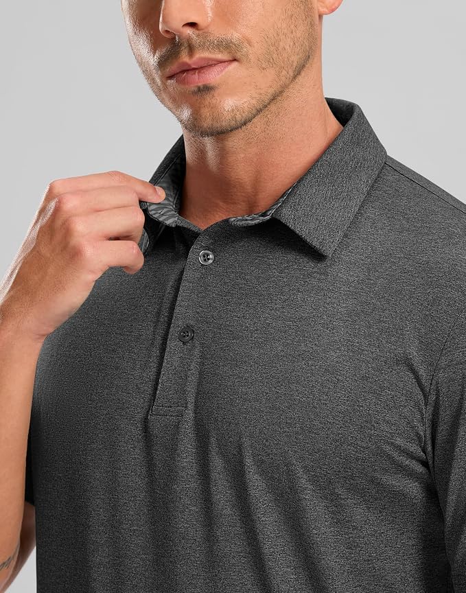 Golf Shirts Heather Polo Short Sleeve Dry Fit Lightweight Moisture Wicking - Image 4