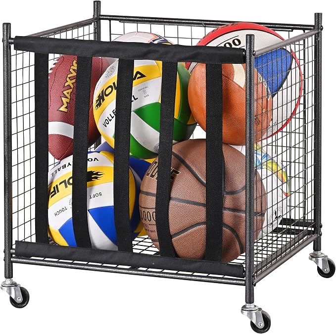 Mythinglogic Rolling Ball Storage Cart, Sports Equipment Storage Organizer by Mythinglogic