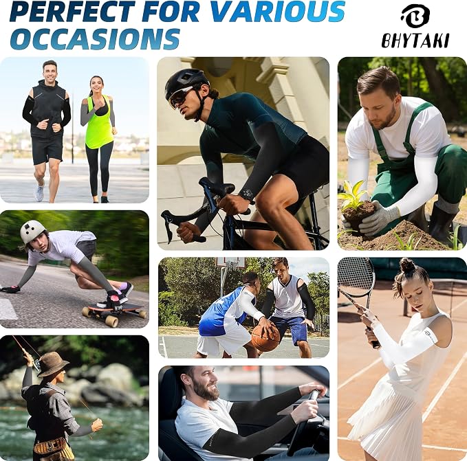 BHYTAKI UV Sun Protection Arm Sleeves, UPF 50 Sports Cooling Arm Compression - Image 7