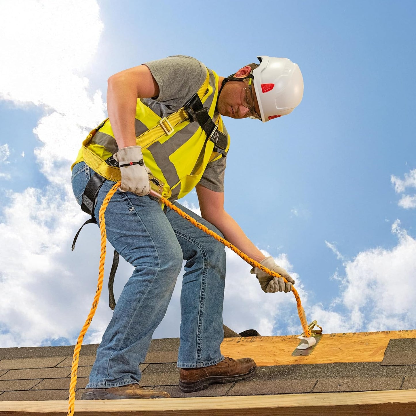 Guardian 01320 50 ft Vertical Lifeline Assembly (VLA) with Adjustable Rope Grab and Shock Absorber | OSHA Compliant