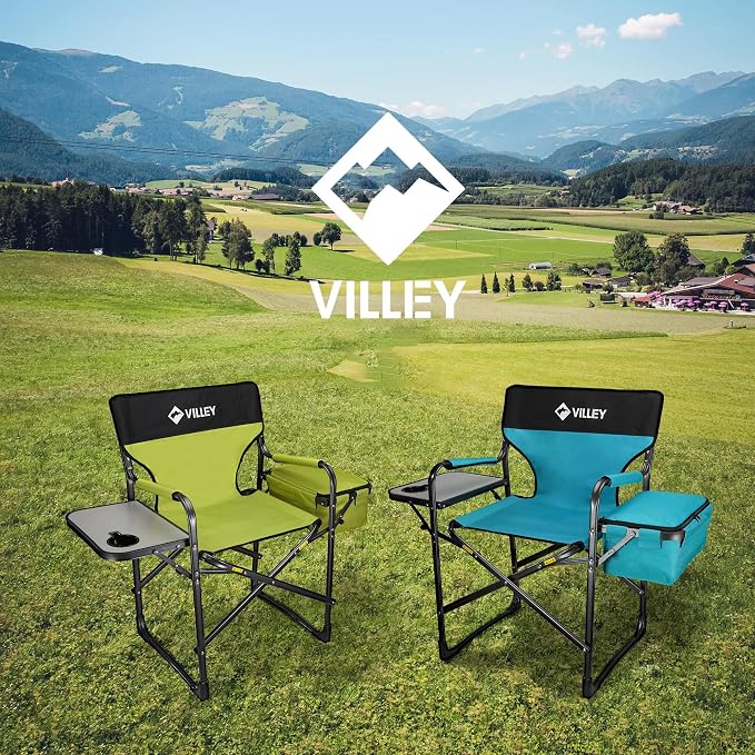 VILLEY Heavy Duty Directors Chair, Folding Camping Chairs, - Image 6