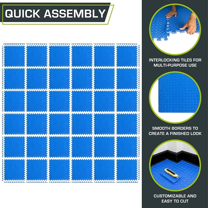 ProsourceFit Puzzle Exercise Mat ½ in, EVA Interlocking Foam Floor Tiles - Image 7
