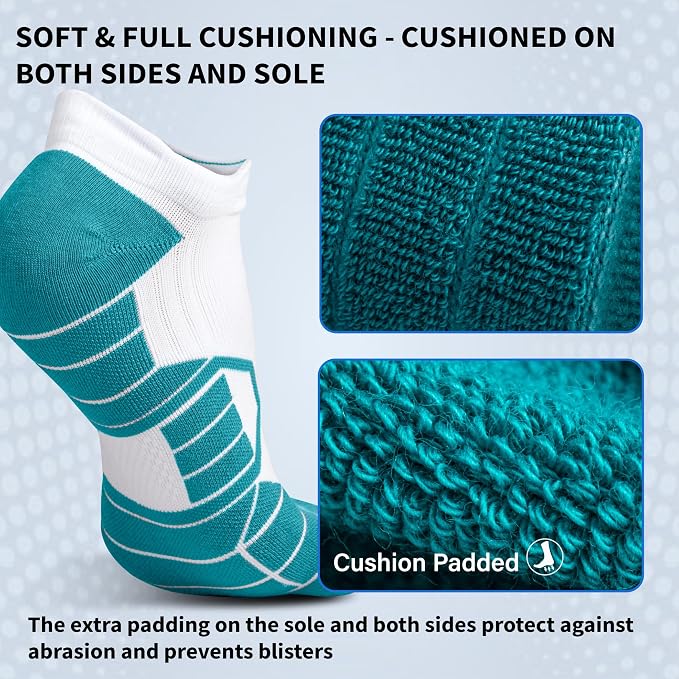 Hylaea Athletic Running Socks Cushion Padded Moisture Wicking Low Cut - Image 3
