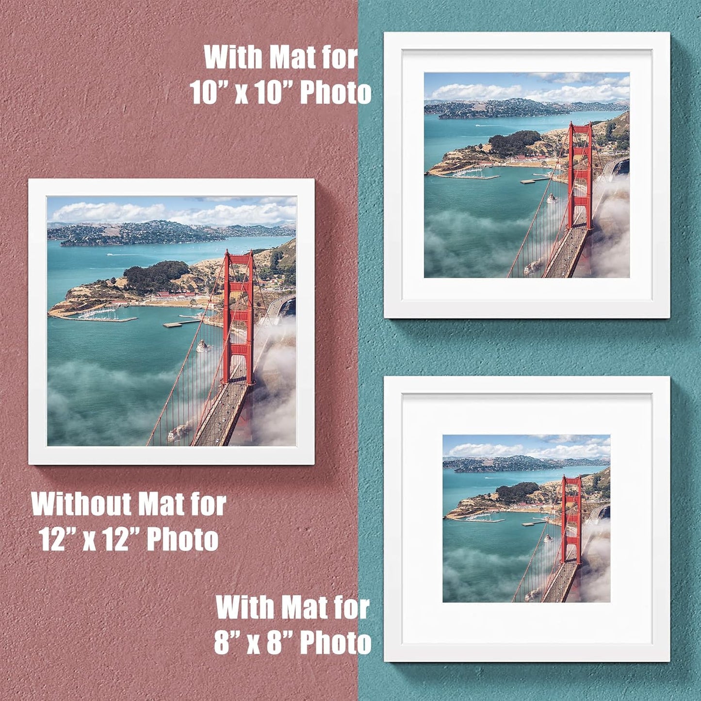 12x12 Wood Picture Frames for Wall Hanging or Tabletop,Diamond Painting Frame Baby Scan Picture Frames with 2 Mats Display 8x8 or 10x10 for Family Walls Decoration,Anniversary,Wedding,Christmas(White)