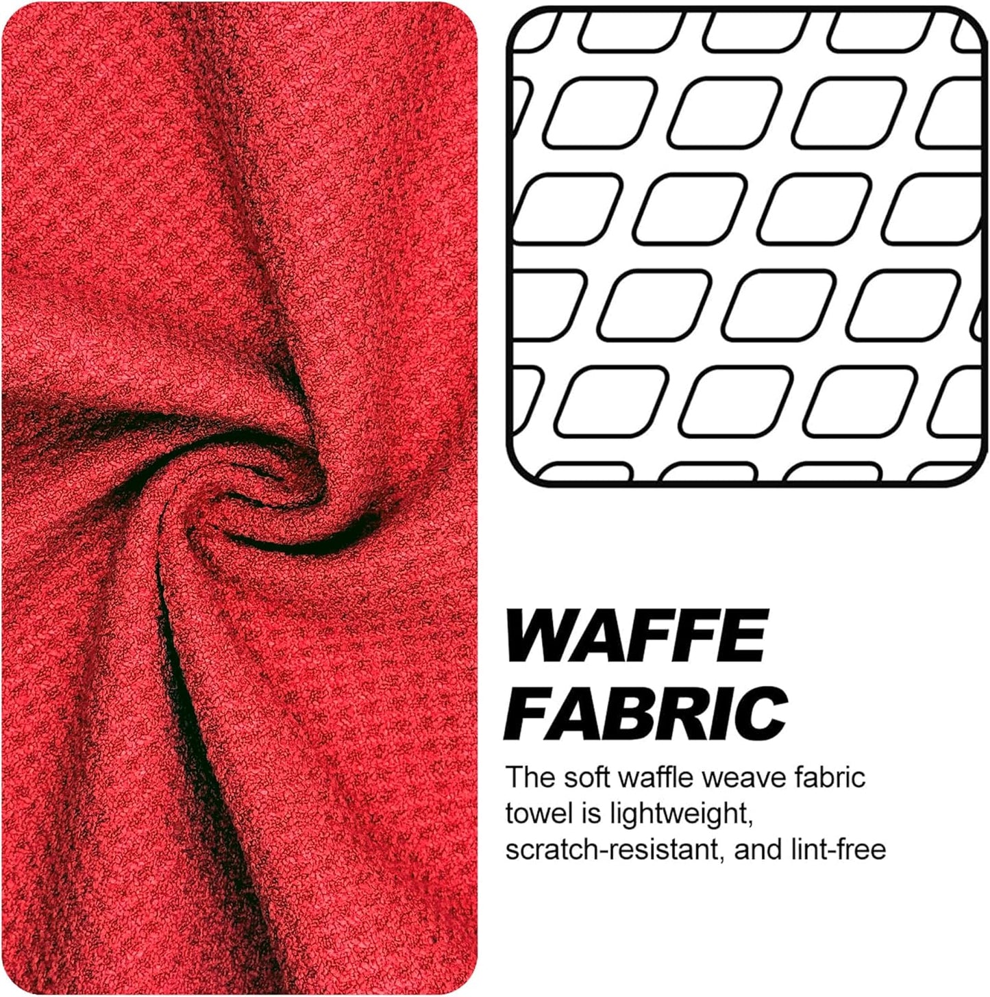 2-Pack Magnetic Golf Towel with Clip, Microfiber Waffle Design - Industrial Strength Magnet for Strong Hold to Golf Bags, Carts & Clubs - Red