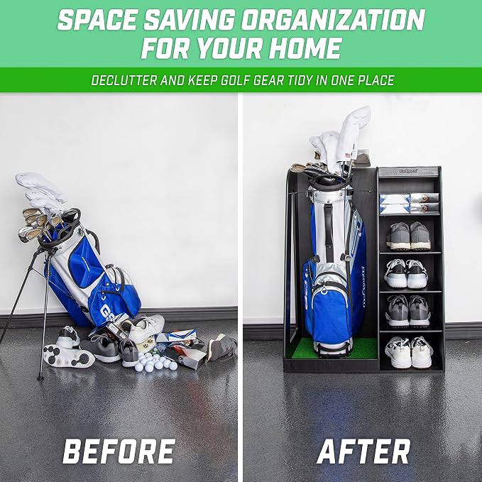 GoSports Premium Wooden Golf Bag Organizer and Storage Rack - Image 2
