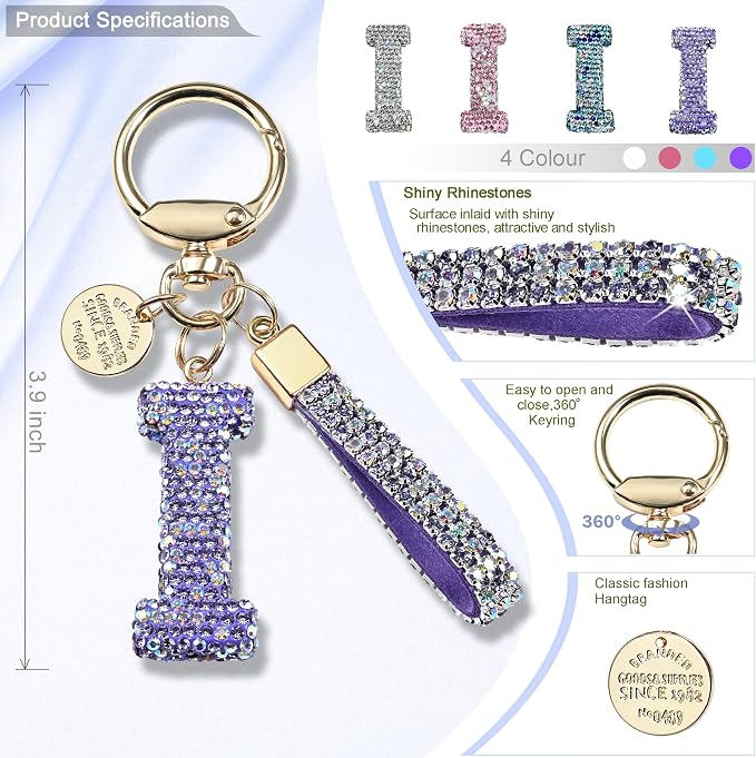 Pink Blue White Initial Letter Keychain Gift - Image 2