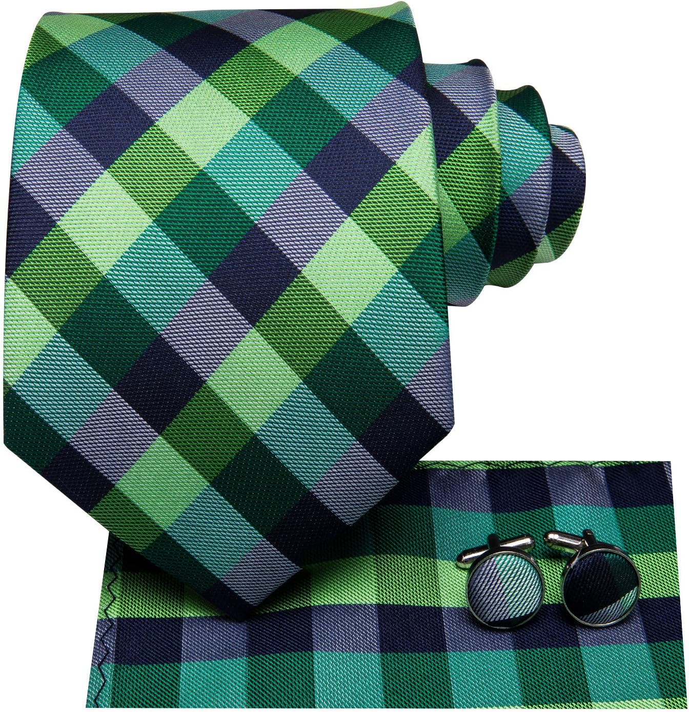 Hi-Tie Men 63inches Tie Set Extra Long Necktie Paisley Tie Pocket Suqare Cufflinks Big and Tall Men Tie