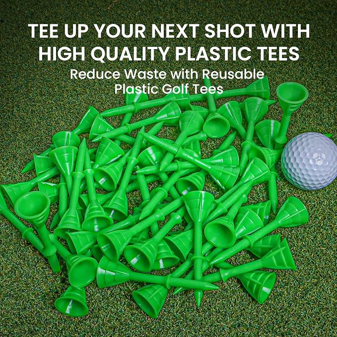 FINGER TEN Unbreakable Golf Tees Plastic 3 1/4 inch Value 50/100 Pack, Low - Image 7
