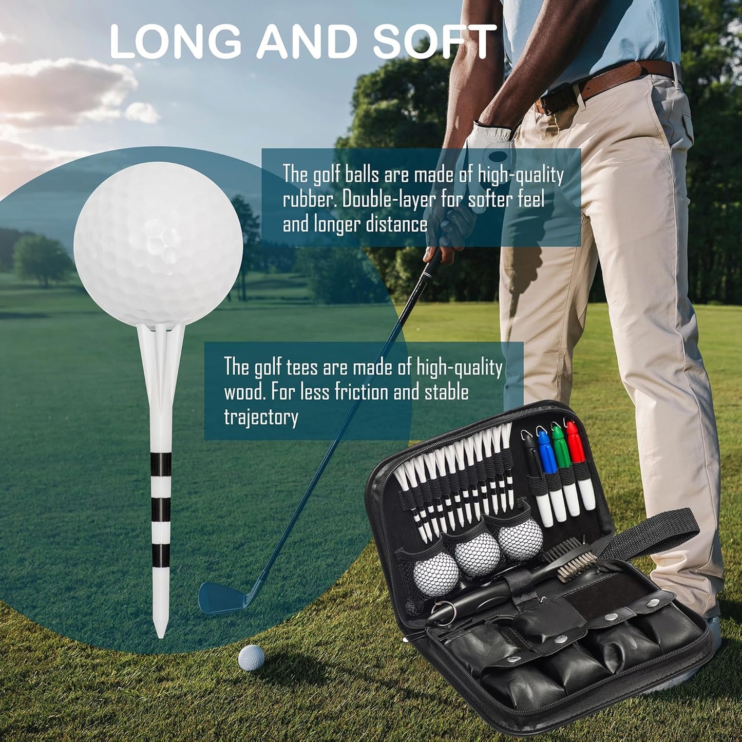 HIRQUITICKE Golf Gift Sets for Men & Women with Accessories Set & Case, Balls, Rangefinder, Tees, Brush, Multifunctional Divot Knife, Scorer, Ball Clamp