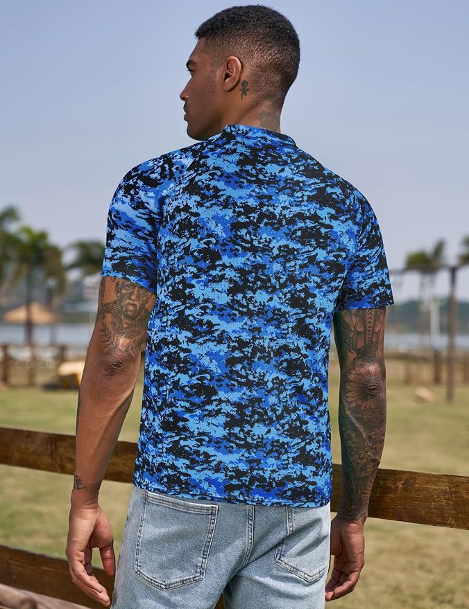 TAPULCO Mens Collarless Golf Shirts Short Sleeve Dry Fit Stretch Casual - Image 4