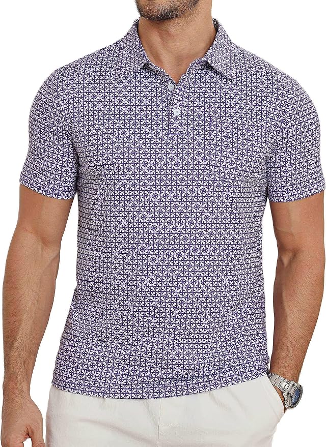 Lexiart Mens Golf Shirt Short Sleeve Dry Fit Print Moisture Wicking Performance by Lexiart