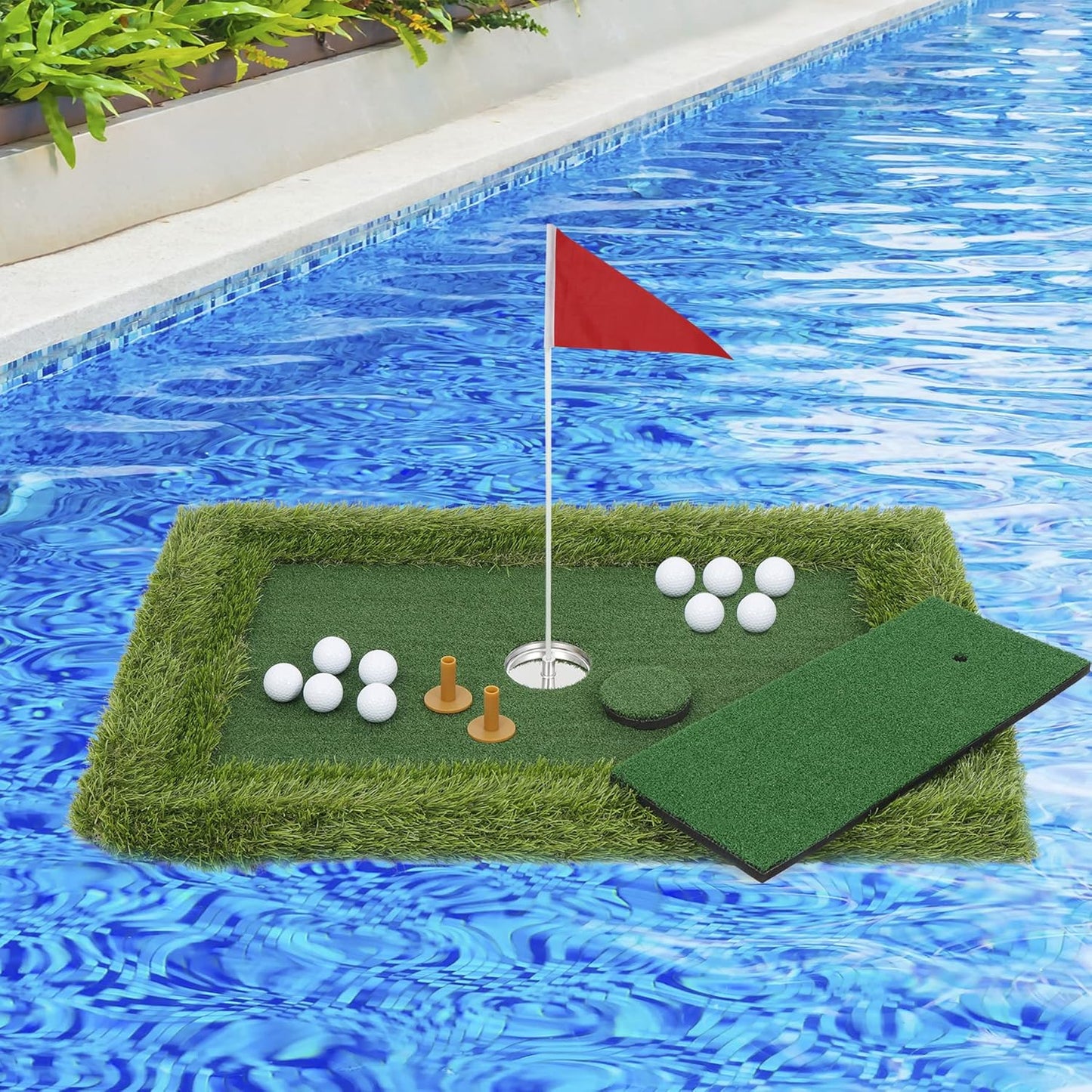 HSM Floating Golf Green for Pool,Floating Chipping Green, Funny Pool Golf Game in Pool/Water/Outdoor Golf Putting Mats Training Accessories for Pool Game