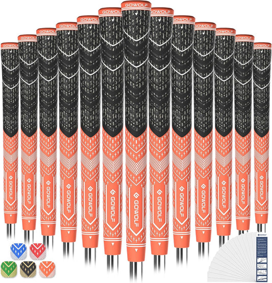 Gowolf Golf Grips Cord Rubber Multi-compound Golf Driver Irons Club 13pcs Golf Grips Colored Top Cover SL02 Pro with Free 15 Tapes