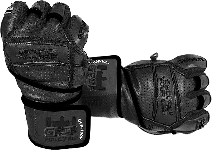 Elite Leather Gym Gloves with Built in 2" Wide Wrist Wraps Grip & Design - Image 4