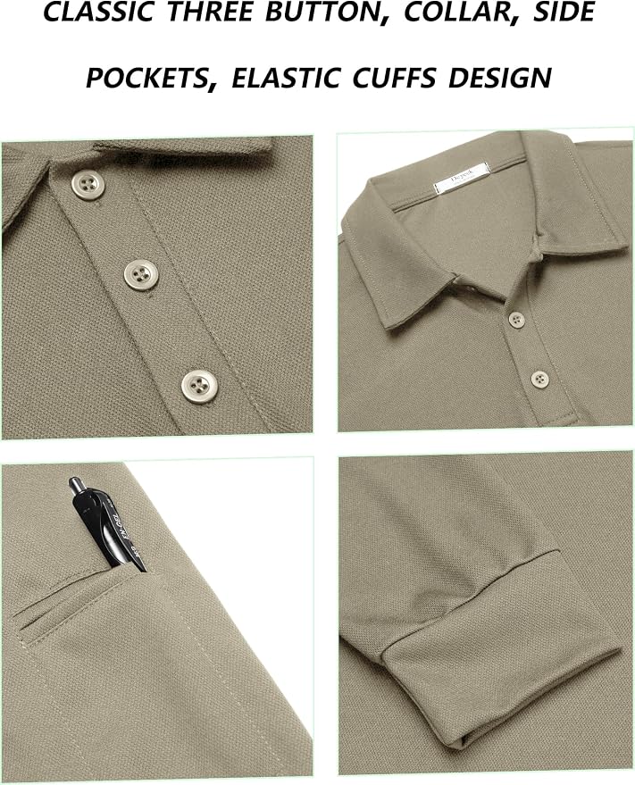 Deyeek Men's Polo Shirts Long Sleeve Golf Polo Shirts - Image 3