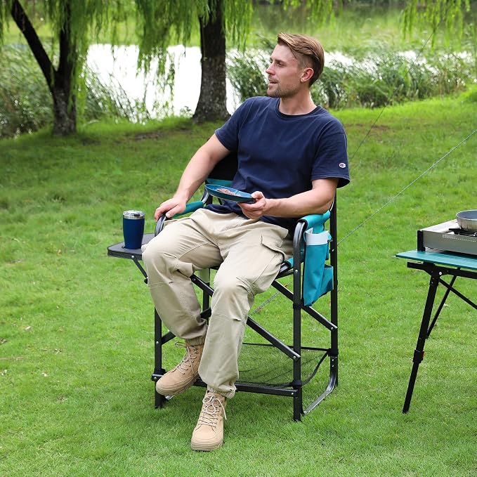 VILLEY Tall Directors Chair, Folding Camping Chairs, Makeup Artist Chair - Image 2