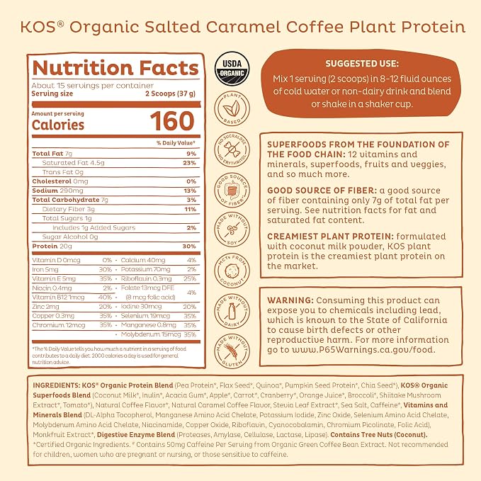 KOS Vegan Protein Powder, Salted Caramel Coffee - Image 9