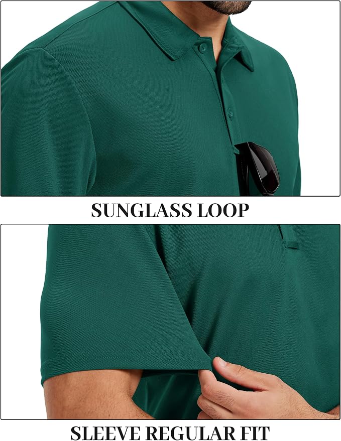 TACVASEN Mens Polo Shirts Short Sleeve Dry Fit Performance Breathable Golf Shirt - Image 4