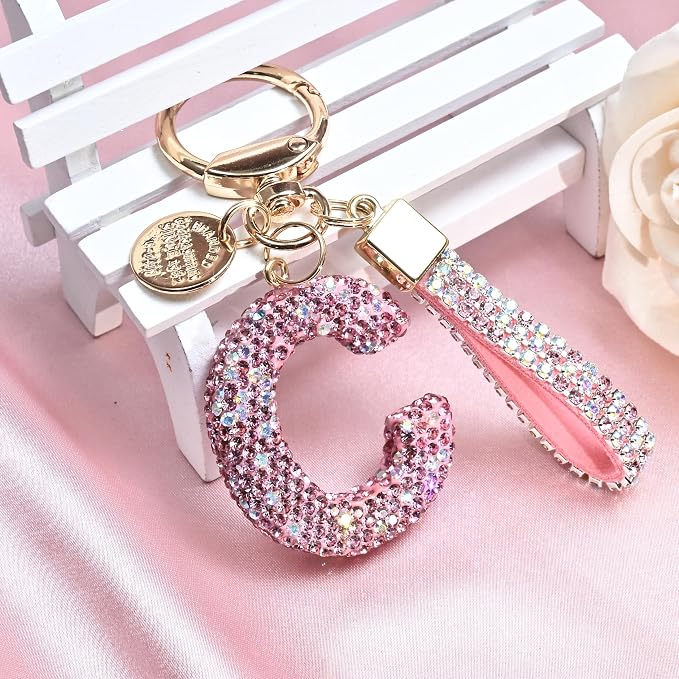 Pink Blue White Initial Letter Keychain Gift - Image 4