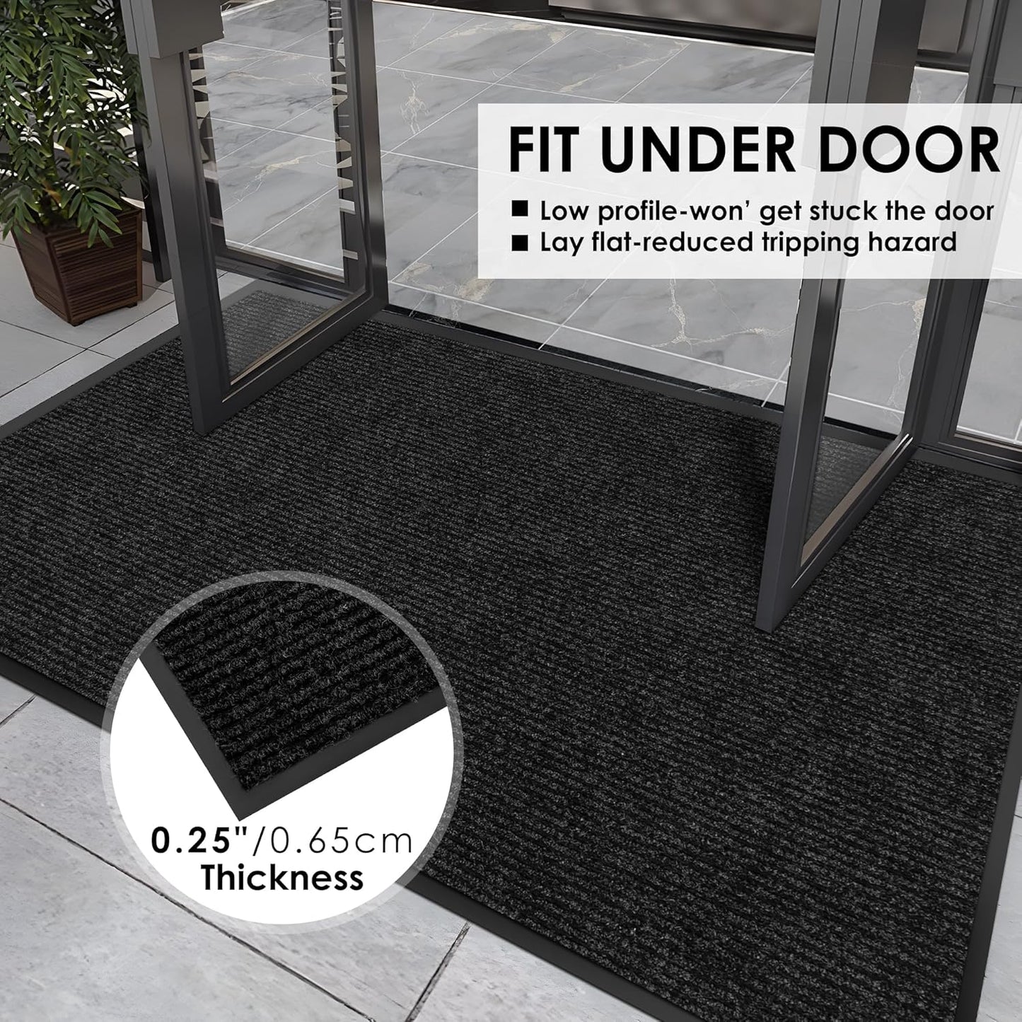 4′ x 7′ Front Door Mat Indoor Outdoor Entrance, Commercial Floor Mat Heavy Duty Dirt Trapper Entryway Doormat, Custom Size Non Slip Rubber Backing Welcome mat, Door Mat for High Traffic Area