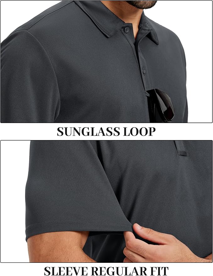 TACVASEN Mens Polo Shirts Short Sleeve Dry Fit Performance Breathable Golf Shirt - Image 4