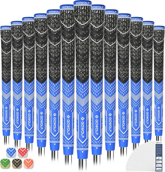 Gowolf Golf Grips Cord Rubber Multi-compound Golf Driver Irons Club 13pcs Golf Grips Colored Top Cover SL02 Pro with Free 15 Tapes
