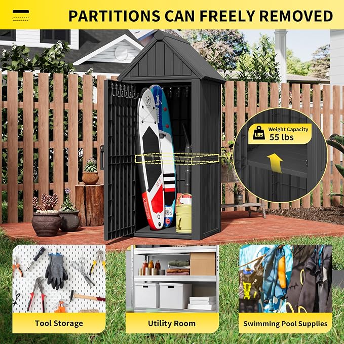Fancyango Outdoor Resin Storage Shed, Upgrade Sturdy Storage Cabinet - Image 4